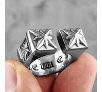 XJruixi Vintage Gothic Flower Stainless Steel Mens Open Rings Punk Unique for Women Boyfriend Biker Jewelry Creativity Gift Wholesale
