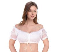 (XL,Milk white)New Product Dirndl Blouse Womens Half Sleeve Lace Elegant Costume Blouse Top For Oktoberfest
