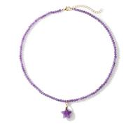 XLANDALYUEFA Halskette, 3 mm facettierte Perle Labradorit-Quarz-Aventurin-Choker for Damen(Amethyst)