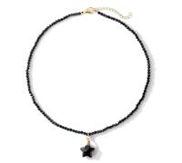 XLANDALYUEFA Halskette, 3 mm facettierte Perle Labradorit-Quarz-Aventurin-Choker for Damen(Black Spinel)