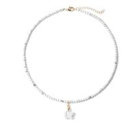XLANDALYUEFA Halskette, 3 mm facettierte Perle Labradorit-Quarz-Aventurin-Choker for Damen(Howlite)