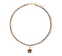XLANDALYUEFA Halskette, 3 mm facettierte Perle Labradorit-Quarz-Aventurin-Choker for Damen(Tiger Eye)