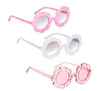 XLKJ 3 Stück Vintage Kinder Sonnenbrille, Mädchen Sonnenbrille Runde Blume