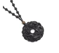 XLTEAM Halskette Anhänger Obsidian Lucky Pixiu Anhänger Halskette Männer Frauen Pullover Kette Schwarzer Stein Schlucken Gold Beast Charm Halskette Amulett Geschenk Party Schmuck Geburtstagsgeschenk