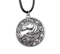 XLTEAM Lässige Halskette Anhänger Antik Silber Farbe Pferd Anhänger Imitation schwarz Leder Seil Kette Halskette Party Schmuck Geburtstagsgeschenk