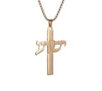 XLTEAM Lässige Halskette Anhänger Glücksmedaille Tintenfisch Kreuz Halskette Männer Frauen Ichthys Symbol Religiöse Fisch Anhänger Amulett Schmuck Party Schmuck Geburtstagsgeschenk