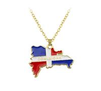 XLTEAM Lässige Halskette Anhänger Gold Emaille Dominikanische Republik Karte Anhänger Halskette Für Frauen Männer Flagge Von Dominica Schmuck Party Schmuck Geburtstagsgeschenk