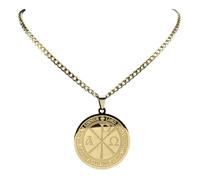 XLTEAM Lässige Halskette Anhänger Herren Chi Rho ΧΡ Konstantin Kreuz Halskette Gold Farbe Griechisches Alphabet Halsketten Schmuck Halsband de Cruz 9717 Party Schmuck Geburtstagsgeschenk