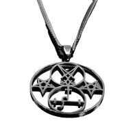 XLTEAM Lässige Halskette Anhänger Lilith Pentagramm Siegel der Kirche Halskette Satan Dämon hohles Pentagramm Runde Halsketten Goth Schmuck N6218 Party Schmuck Geburtstagsgeschenk