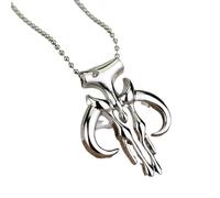 XLTEAM Lässige Halskette Anhänger Mandalorian Symbol Halskette Anhänger Kette Kopfgeldjäger Schädel Anhänger Kriege Punk Schmuck Männer Geschenk Party Schmuck Geburtstagsgeschenk