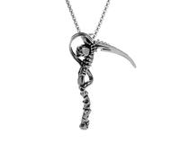 XLTEAM Lässige Halskette Anhänger Tod Sense Anhänger Hölle Tod Totenkopf Dämon Geist Halskette Männer Punk Biker Rock Schmuck Halloween Accessoires Party Schmuck Geburtstagsgeschenk