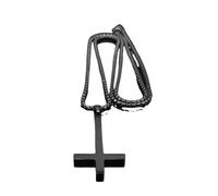 XLTEAM Lässige Halskette Anhänger Upside Down Kreuz Hexerei Heidnische Halskette Umgekehrtes Kreuz Schwarze Kette Halskette Schmuck Cruz Invertida N8374S03 Party Schmuck Geburtstagsgeschenk