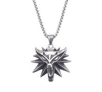 XLTEAM Lässige Halskette Anhänger Vintage Punk Wolf Anhänger Halskette Für Männer Jungen Hip Hop Biker Schmuck Geralt von Riva Slawische Wikinger Halsketten Party Schmuck Geburtstagsgeschenk