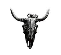 XLTEAM Lässige Halskette Anhänger Vintage Schwarz Stier Kopf Schädel Anhänger Halskette Für Männer Punk Tier Halsketten Mode Party Schmuck Geburtstagsgeschenk