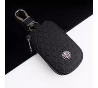 XLUMIO Auto Schlüsseltasche Für Alfa Romeo Giulia Stelvio Giulietta Spider Mito 147 156 159 166 GT, Leder Auto-Schlüssel-Anhänger Schlüsselanhänger Zubehör,Black