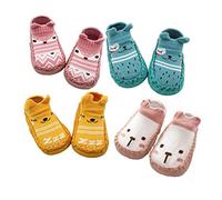 XM-Amigo 4 Paar Baby rutschfeste Socken Schuhe für Mädchen Hausschuhe mit Anti-Rutsch weiche Sohle Socken 12-18 Monate