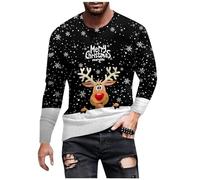 Xmas Pullover Weihnachtshemd Herren Lustig Weihnachts Tshirt Herren Dünner Weihnachtspullover Herren 5XL Weihnachtspullover Herren 6XL Ugly Christmas Shirt Herren Lustig Rentier Druck(3-Dark Gray,L)