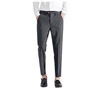Xmiral Anzughosen Herren Einfarbig Dünne Anzughose Knöchellange Hose Chino-Hose (Dunkelgrau, 6XL)