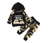 Xmiral Baby Jungen Langarm Brief Hoodie + Hosen Camouflage Outfits Unisex Kapuzenpullover Hose 2 Stück Kleidung Set(Tarnen,6-12 Monate)