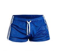 Xmiral Badehose Herren Transparent Mesh Schnelltrocknend Mini Boxershorts Atmungsaktiv Beach Schwimmshorts mit Kordel(Blau,L)