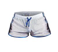 Xmiral Badehose Herren Transparent Mesh Schnelltrocknend Mini Boxershorts Atmungsaktiv Beach Schwimmshorts mit Kordel(Weiß,XXL)