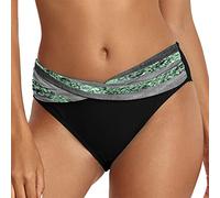 Xmiral Bikinihose Badeshorts für Damen Bedruckt mit hoher Taille Badeanzug Shorts lockerer Enger Gürtel Sport Yoga-Shorts Bikini-Unterteil Vorderseite Geraffte (M,1-Schwarz)