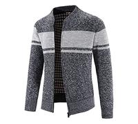 Xmiral cardigan herren reißverschluss Herren Strickjacke Cardigan Grobstrick Pullover mit Stehkragen (A-Dark Gray, XXL)