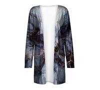 Xmiral Coole Strickjacken Damen Langarm-Cardigan für Damen, Herbst-Cardigan mit offener Vorderseite und Taschen, leichte Strickjacke, lässiges Duster-Oberteil für Damen Pullis Damen (b-A, XL)