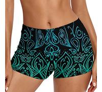 Xmiral Damen-Badeshorts, lässig, ethnisch, Bedruckt, mit hoher Taille Bikini Mit Shorts Teenager Mädchen (S,Grün-F)