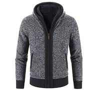 Xmiral Farblich passende Winterjacke für Herren, langärmliger Plus-Samt-Pullover mit Dicker Kapuze, warme Strickjacke Wintermantel 46 Herren