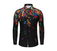 Xmiral Freizeithemd Herren Regular Fit Floral Business Hemd Langarm Button Down Print Langarm Hemd Party Kustüm (3XL,Schwarz)