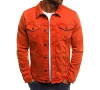 Xmiral Herren Jeansjacke Mantel Knopf Einfarbig Vintage Dünne Oberteile Sweatjacke (3XL,Rot)