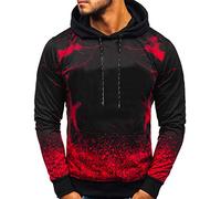 Xmiral Herren Pullover Farbverlauf Kapuzenpullover Slim Fit Bluse mit Kapuze Moderner Hoodie-Sweatshirt-Pulli Pullover-Shirt(Rot,XXL)