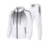 Xmiral Herren-Sets Samtbrust Raglanärmel Print Reißverschluss Kapuzen-Sweatshirt Sport-Set Sportpyjamas Für Herren