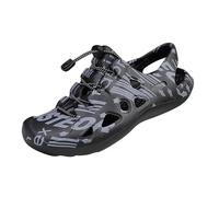 Xmiral Herren Wasserschuhe, Gummi Strand Sandalen Unisex Sommer Loch Schuhe Urlaub Walking Sandal Bequeme Weiche Atmungsaktiv Indoor Outdoor Flach Wasser Sommerschuhe(Grau,45 EU)