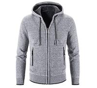 Xmiral Herren Winter Einfarbige Bluse Mode Langarm Plus Samt Dicker Kapuzenpullover Warme Strickjacke Workout Kleidung Herren