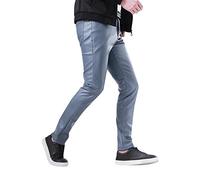 Xmiral Hosen Herren Einfarbig Kunstleder Hose Tunnelzug Elastische Taille Jogginghose (Blue-D, XXL)