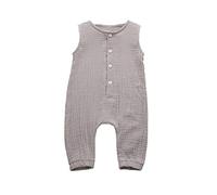 Xmiral Infant Baby Jungen Mädchen Weste Strampler Unisex Einfarbig Ärmellose Knöpfe Overall Plissee Baumwollmischung Bodys Playsuit(a Grau,6-12 Monate)