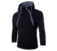 Xmiral Kapuzen-Pullover Herren Einfarbig Lose Kapuzensweatshirt Hoodies Reißverschluss-Ausschnitt(XL,Schwarz)