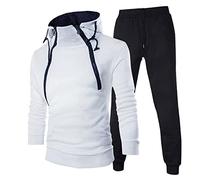 Xmiral Kapuzen-Pullover Herren Einfarbig Lose Kapuzensweatshirt Hoodies (XL, Weiß Anzug)