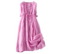 Xmiral Kleid Knielang Elegant Damen-Freizeitkleid aus mit Rüschen (A-Red, L)
