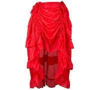 Xmiral R鯿ke Damen R黶chen Piratenrock Steampunk Gothic Rock Abendkleid Unterrock Performance-Kleidung(M,Rot)