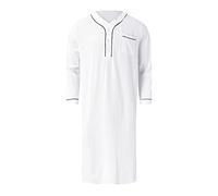 Xmiral Robe Herren Arabischer Stil Button-Down Langarm Collar Nachthemd (W-B-White, XL)