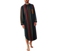 Xmiral Robe Herren Arabischer Stil Button-Down Langarm Collar Nachthemd (W-C-Green, L)
