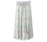 Xmiral Rocke Damen Boho Chiffon Hoher Taillen Rock Sommer Beil鋟figer Strand Langes Blumenrock Hochzeit Cocktail Sommerrock Prinzessin(f Wei?L)