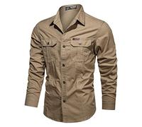 Xmiral Shirt Hemd Herren Schnelltrocknendes Lässiges Langarm T-Shirt mit Farbmuster für Das Militär Sweatshirt Hemden Polohemd Tanktop(b Khaki,XL)