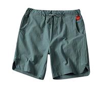 Xmiral Shorts Herren Strand Einfarbig Beil鋟fige Lose Vacation Kordelzug Elastische Taille Surfshorts Sports Training Fitness Beachshorts Badehose(Armee Gr黱,3XL)
