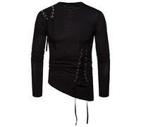 Xmiral Sweatshirt Pullover Herren Einfarbig Unregelm溥ig Schn黵ung Tops Hemd Lange 膔mel Rundhals Tops Sportbekleidung(Schwarz,L)