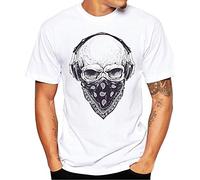 Xmiral Tees Shirt Herren Sommer Fr黨ling Sch鋎el Druck Kurzarm T-Shirt Gro遝 Gr鲞e XS-3XL(L,Wei?