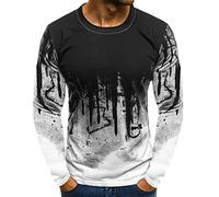 Xmiral Tops Sweatshirt Herren Slim Fit Short Sleeve/Langarm-Muskel-beiläufige Hemden(L,Lange Ärmel-Weiß)